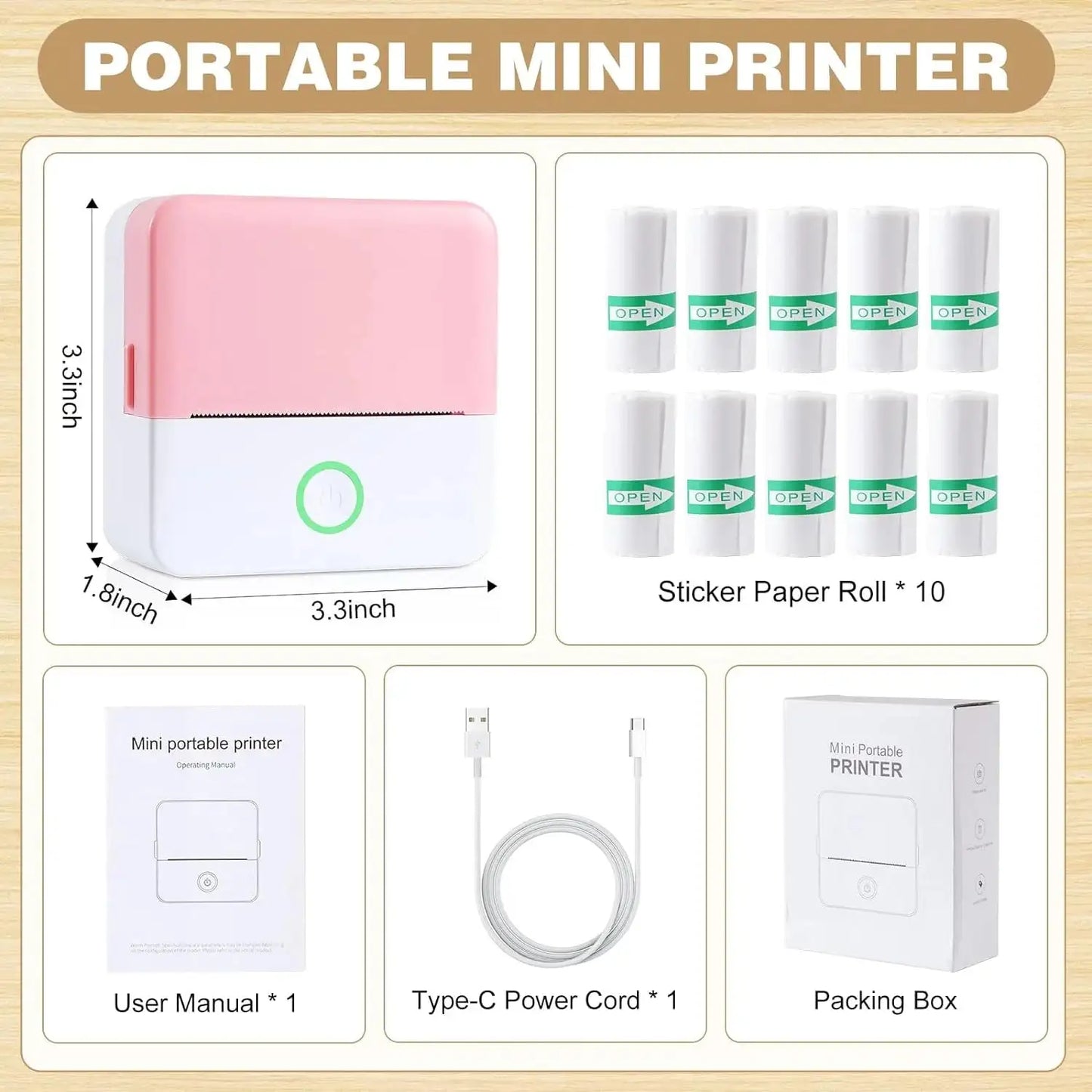 Portable Inkless Mini Sticker Printer - BlueTooth Wireless For Ios & Android