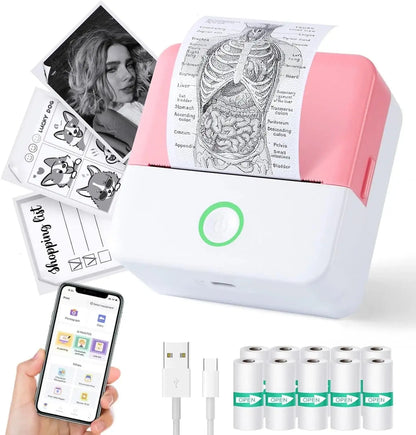 Portable Inkless Mini Sticker Printer - BlueTooth Wireless For Ios & Android